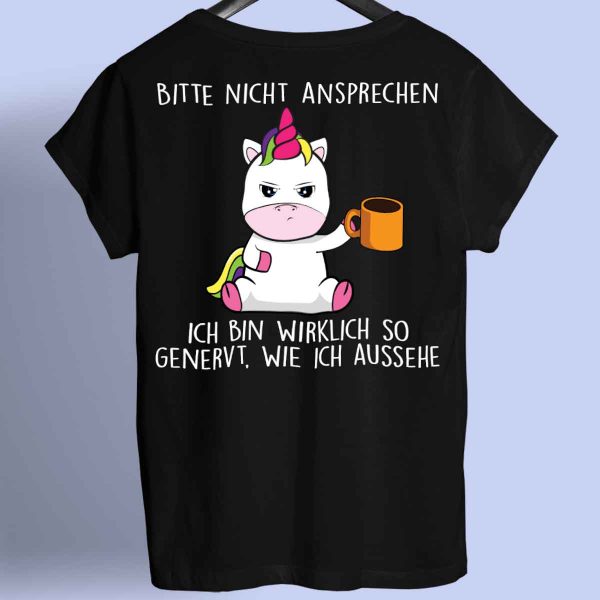 Genervt Cute Einhorn - Shirt Unisex Rückendruck Online-Schn?ppchen – Bild 3