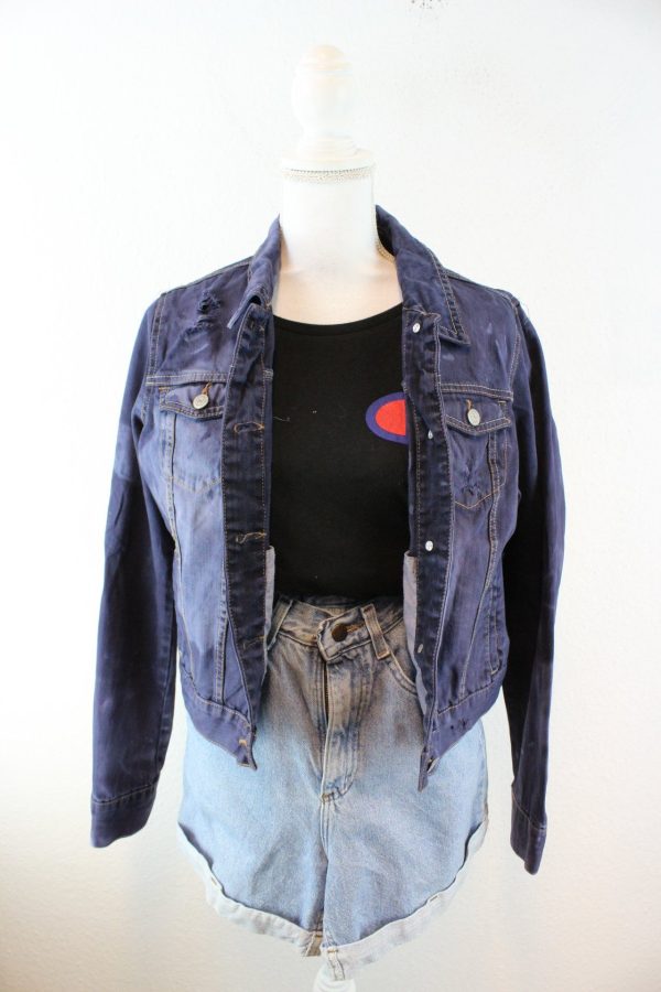 Vintage Tie-Dye Denim Jeans Jacket (M) Angebot